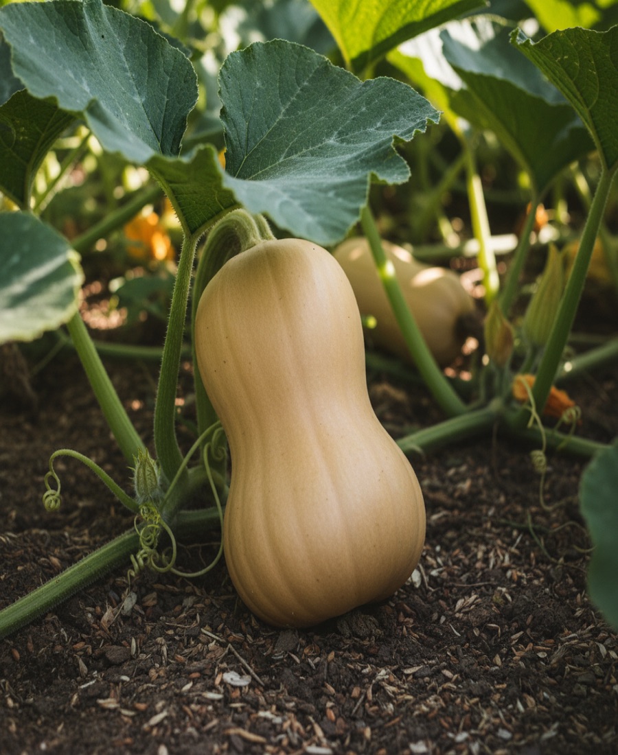 Squash trained to save ground space